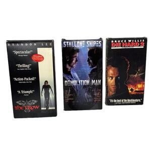 The Crow, Demolition Man, and Die Hard 2 VHS Bundle Set